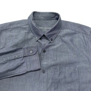 Mack Weldon 37.5 Mens Large Blue Button Down Long Sleeve Oxford Shirt Cotton